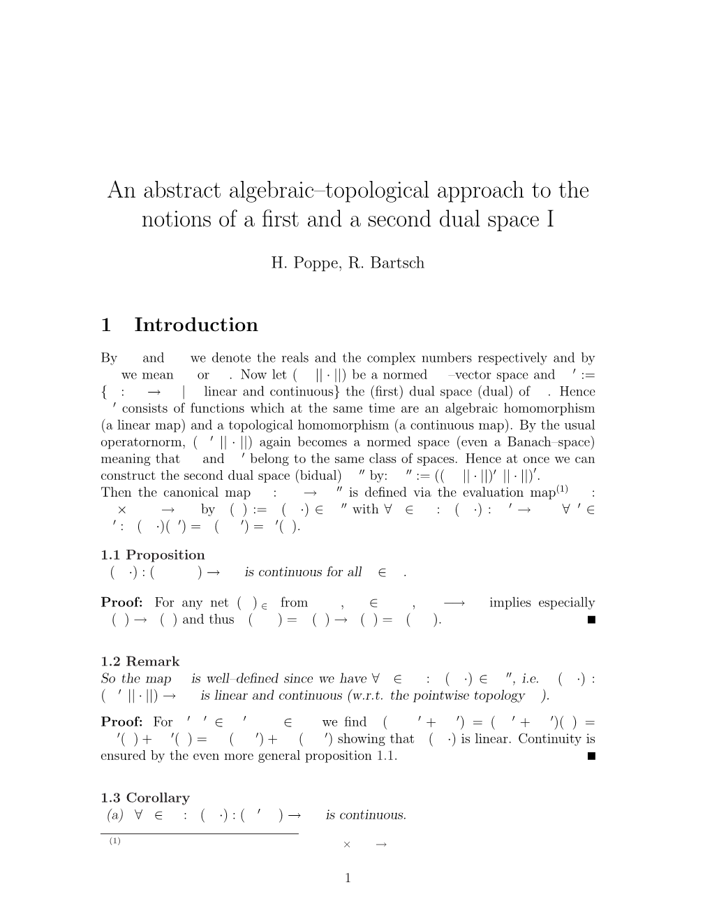 An Abstract Algebraic–Topological Approach to the Notions of a First