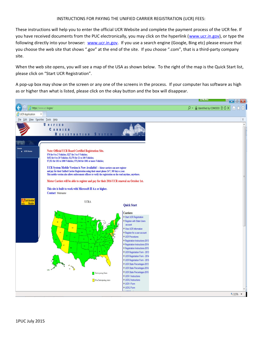 Instructions for Paying the Unified Carrier Registration (Ucr) Fees