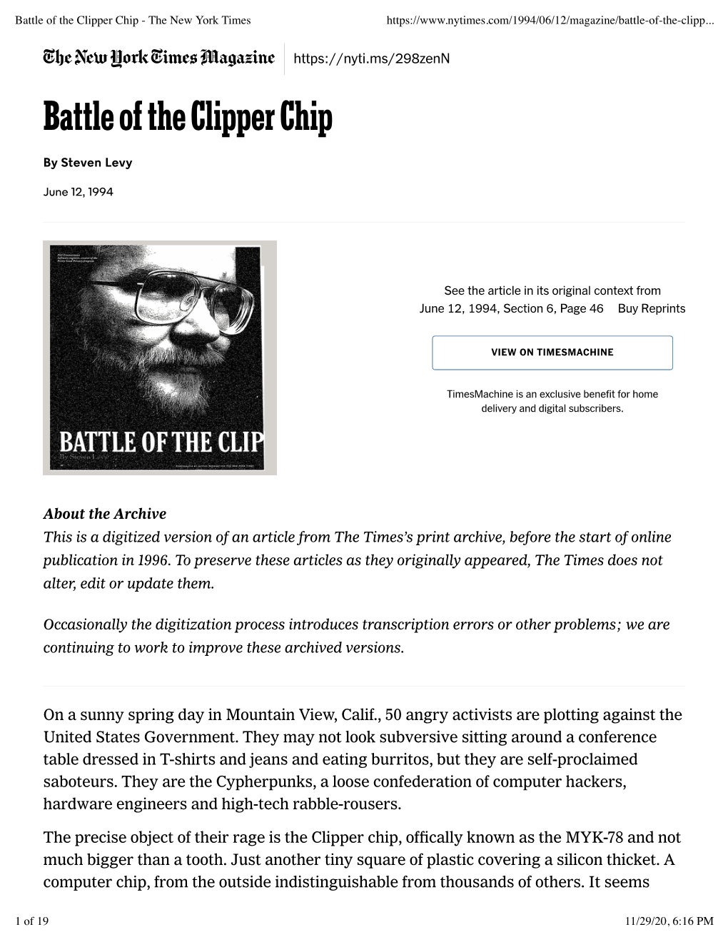 Battle of the Clipper Chip - the New York Times