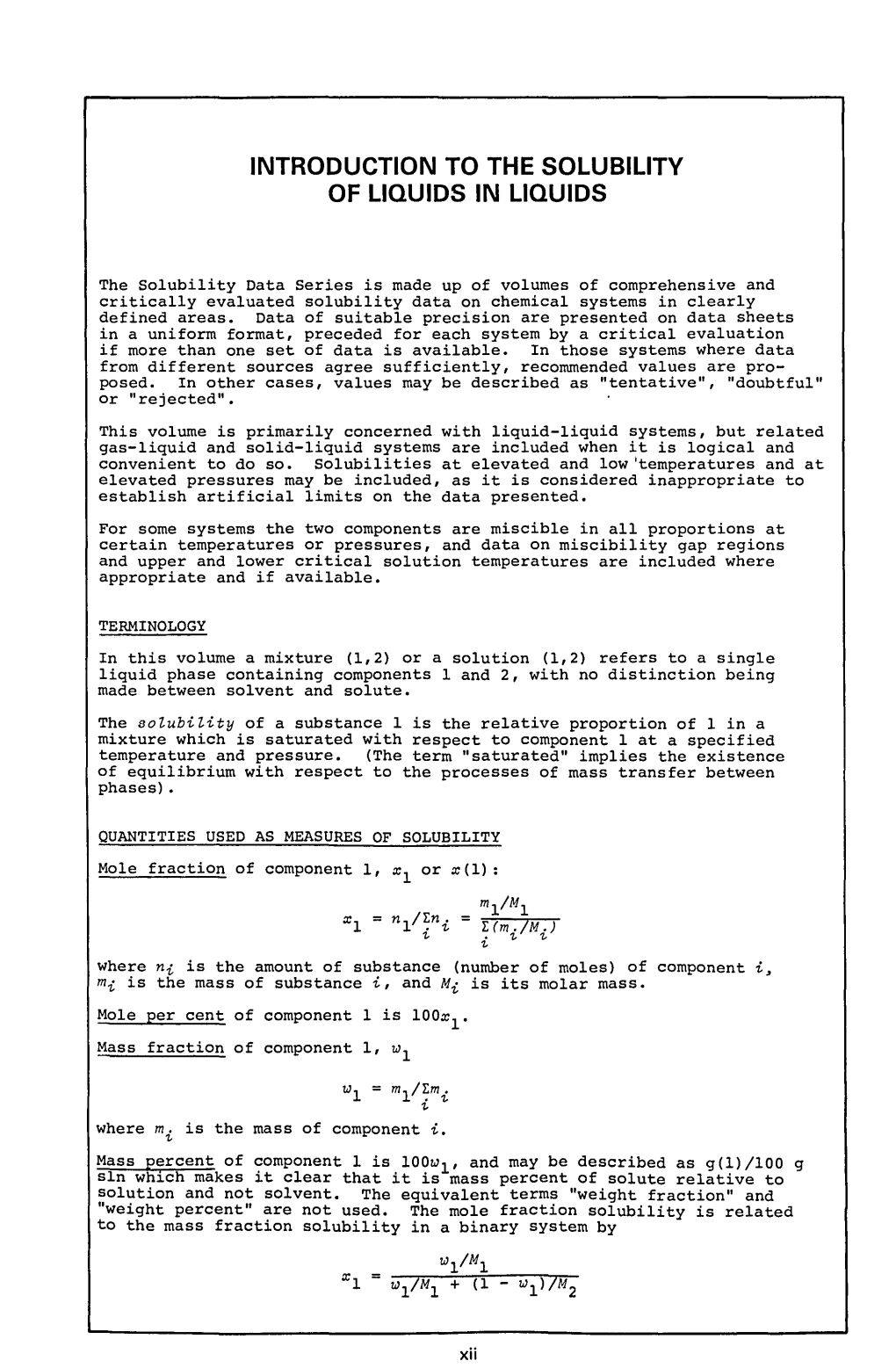 Introduction to the Solubility of Liquids in Liquids