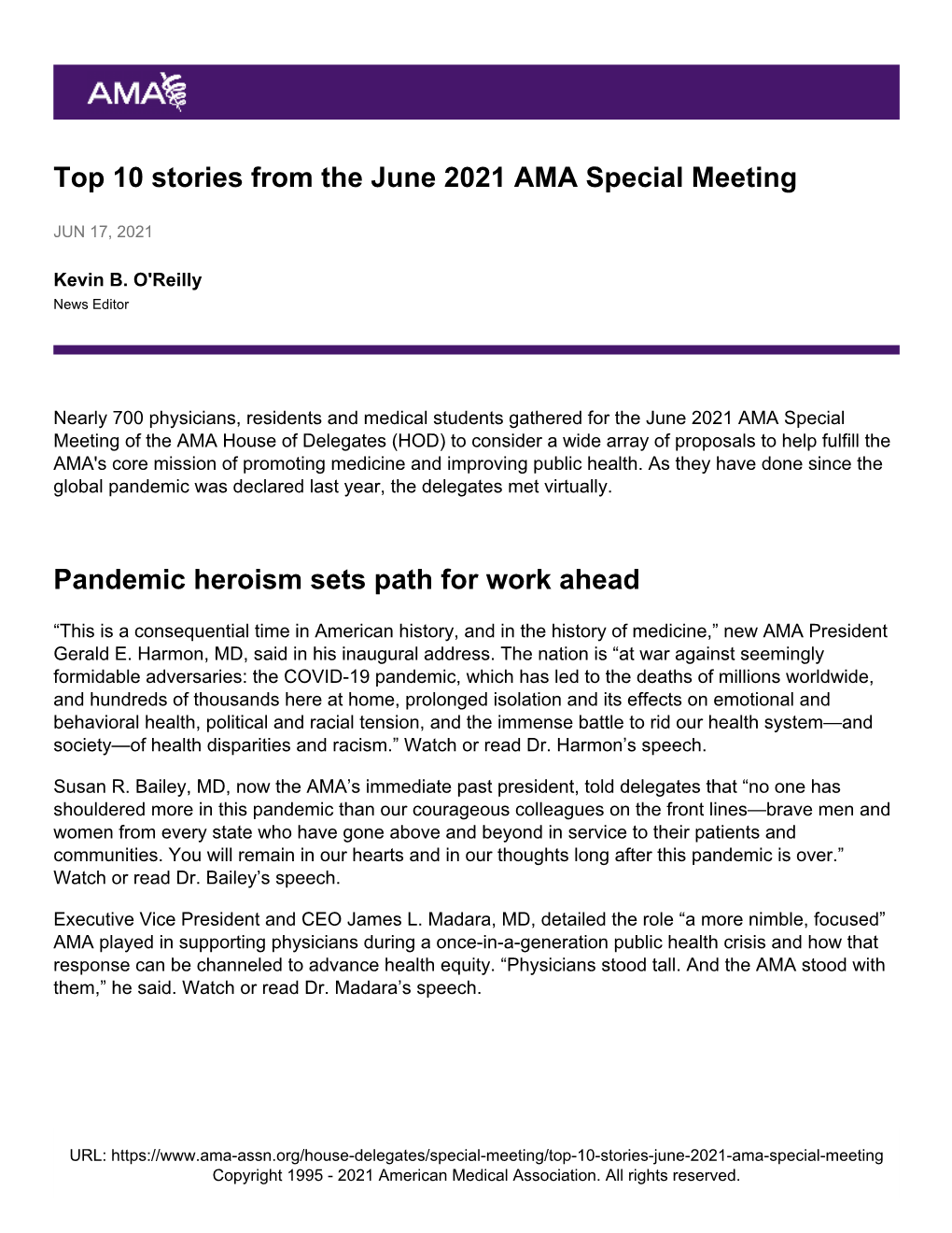 Top 10 Stories from the June 2021 AMA Special Meeting