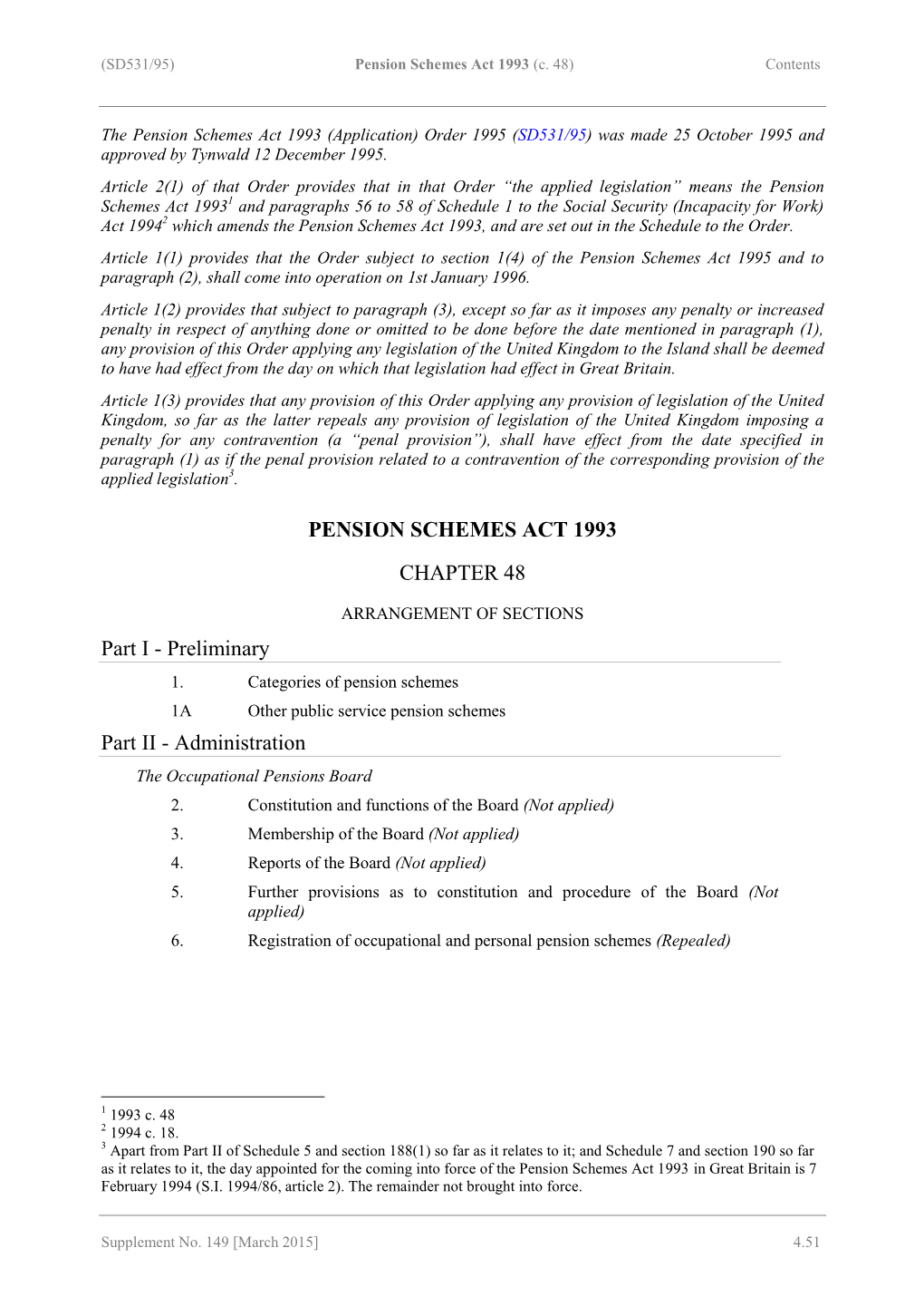 Pension Schemes Act 1993 (C. 48) Contents