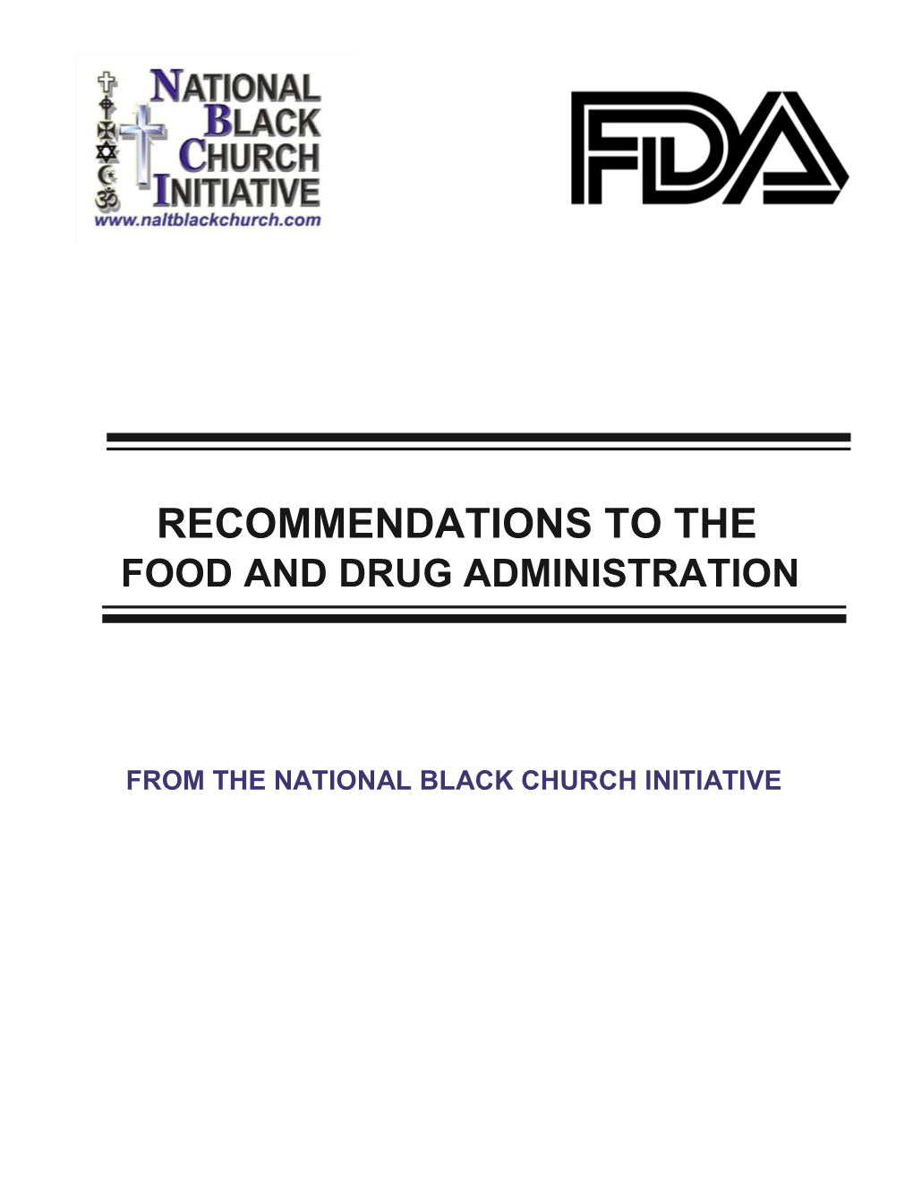 Recommendations to the Food and Drug Administration