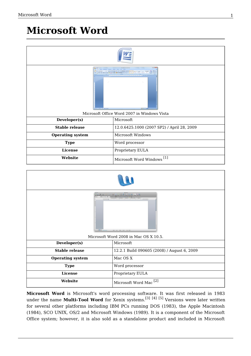 Microsoft Word 1 Microsoft Word