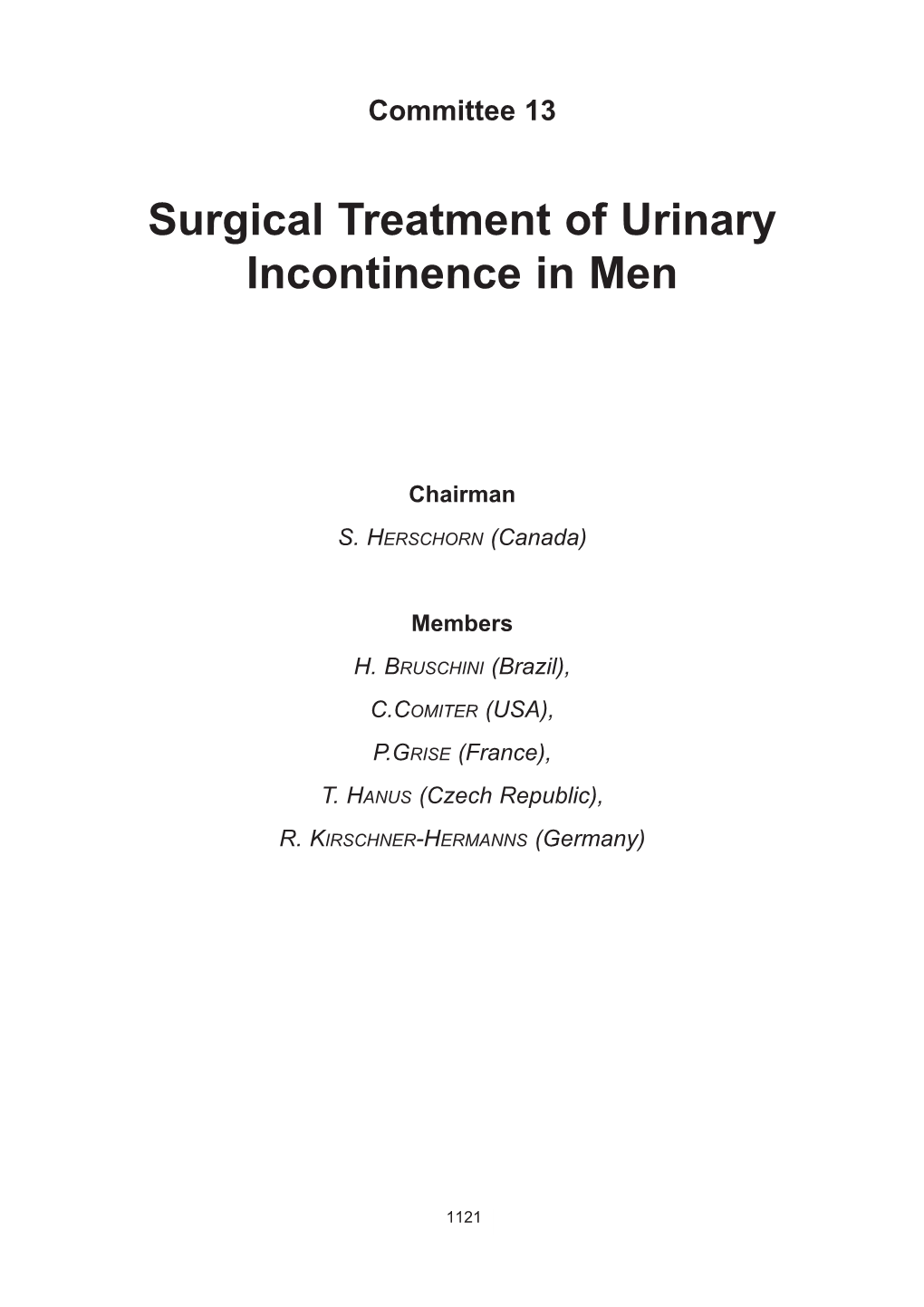 Surgical Treatment of Urinary Incontinence in Men