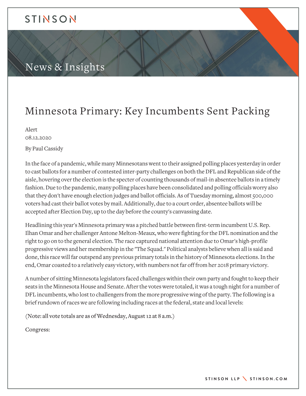 Minnesota Primary: Key Incumbents Sent Packing