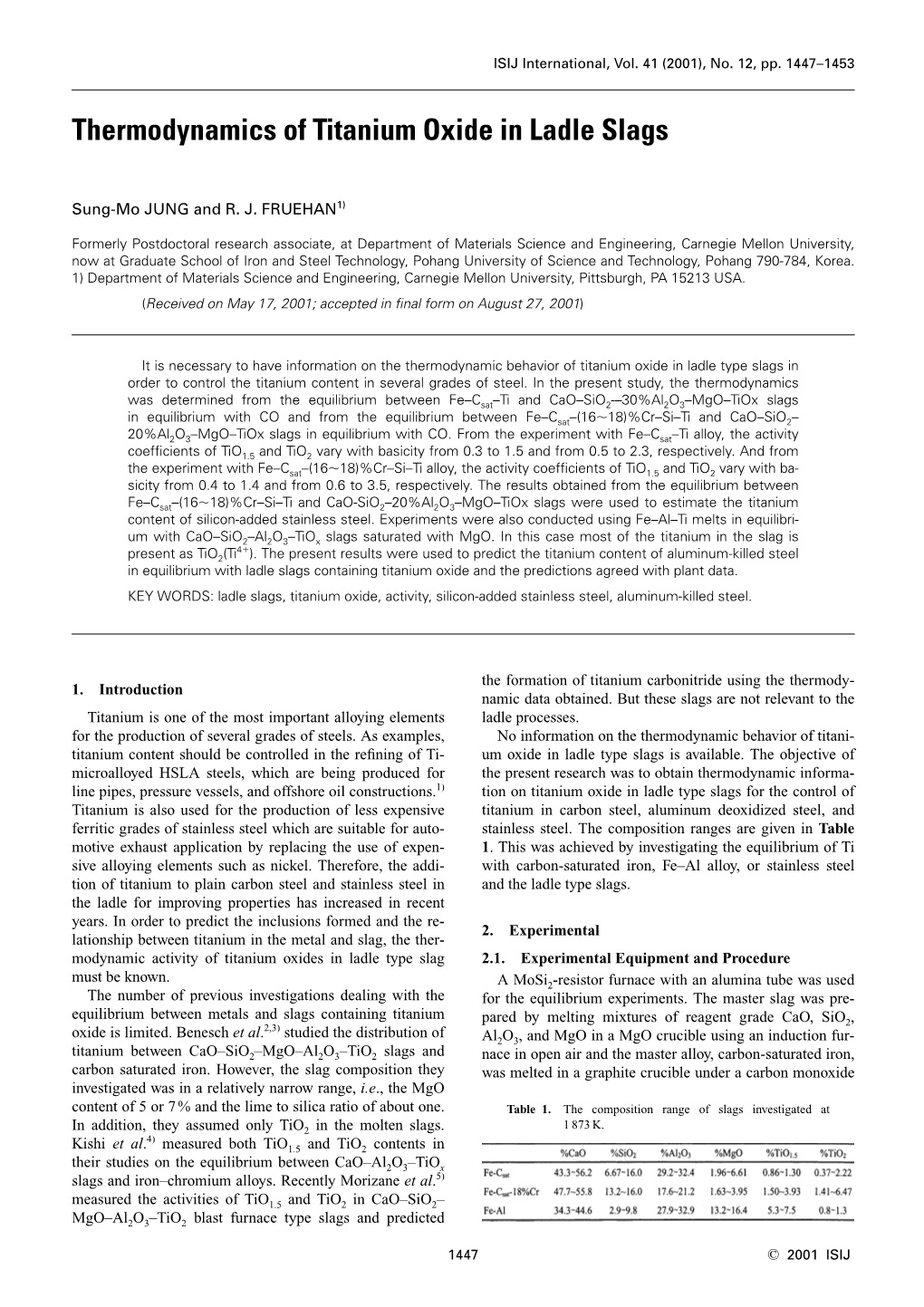 Thermodynamics of Titanium Oxide in Ladle Slags