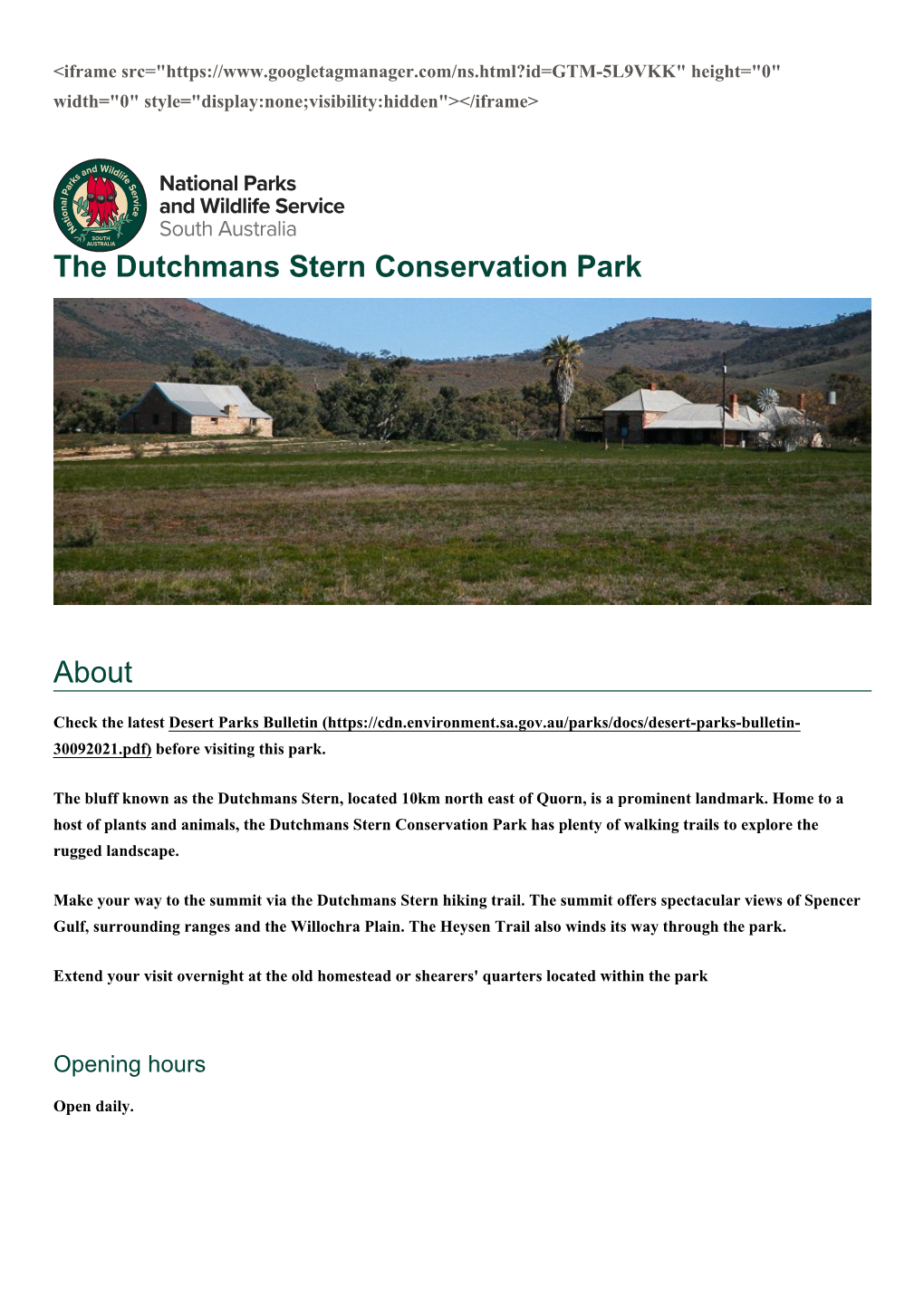 The Dutchmans Stern Conservation Park About