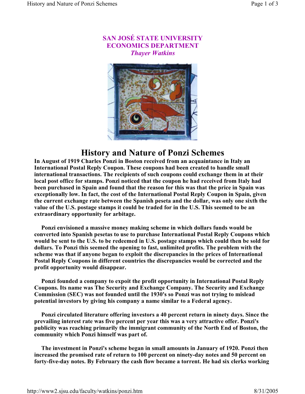History and Nature of Ponzi Schemes Page 1 of 3