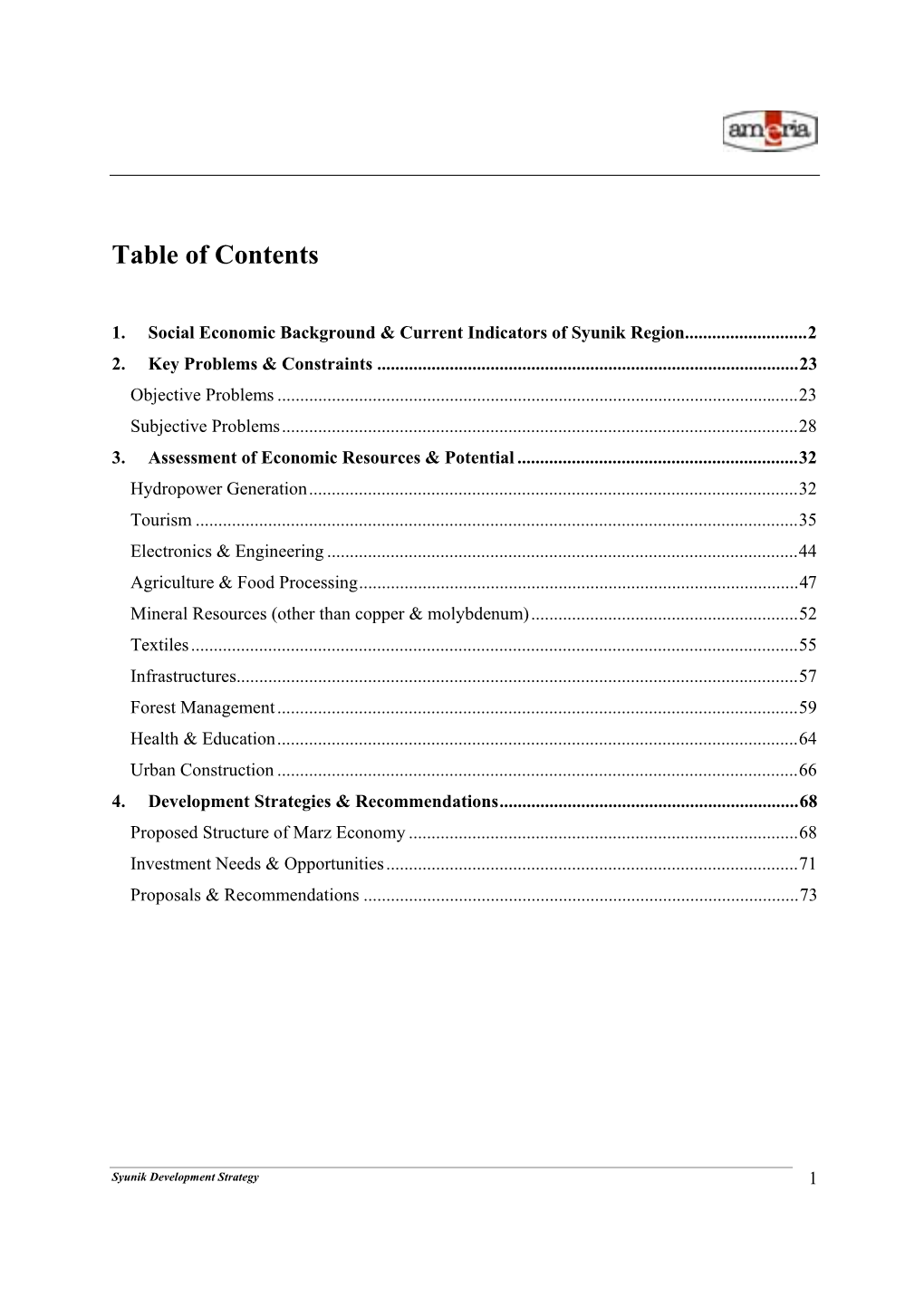 Table of Contents