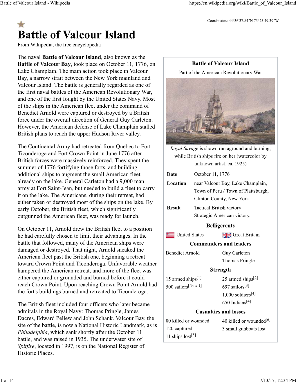 Battle of Valcour Island - Wikipedia