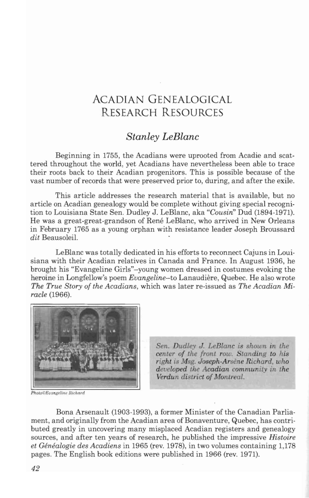 Acadian Genealogical Esearch