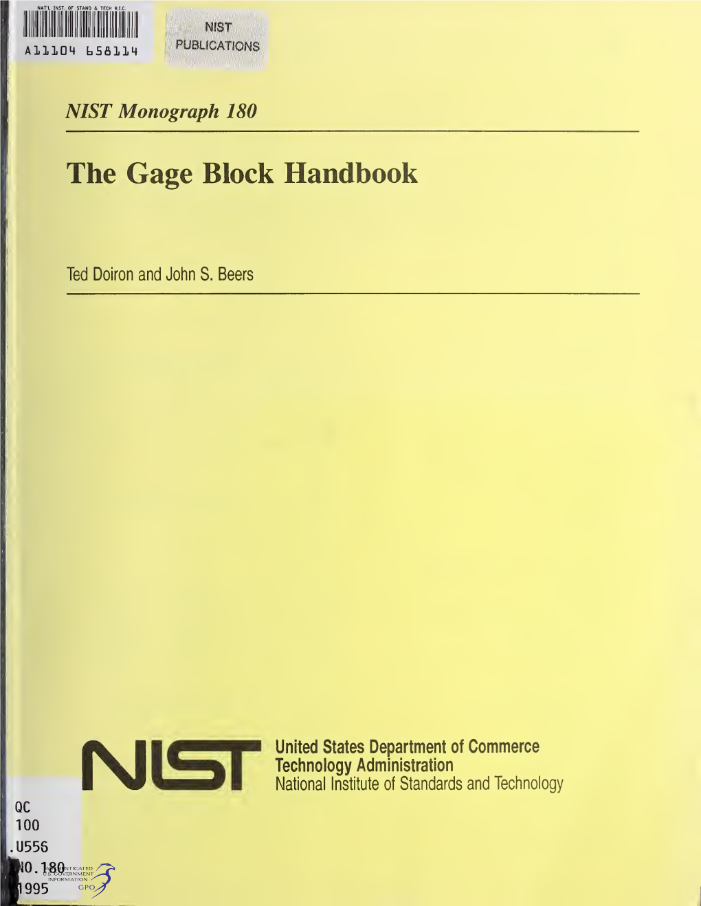 The Gage Block Handbook