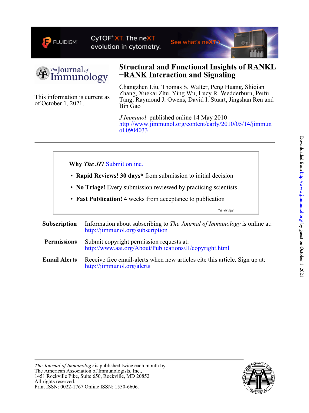 RANK Interaction and Signaling − RANKL Structural and Functional