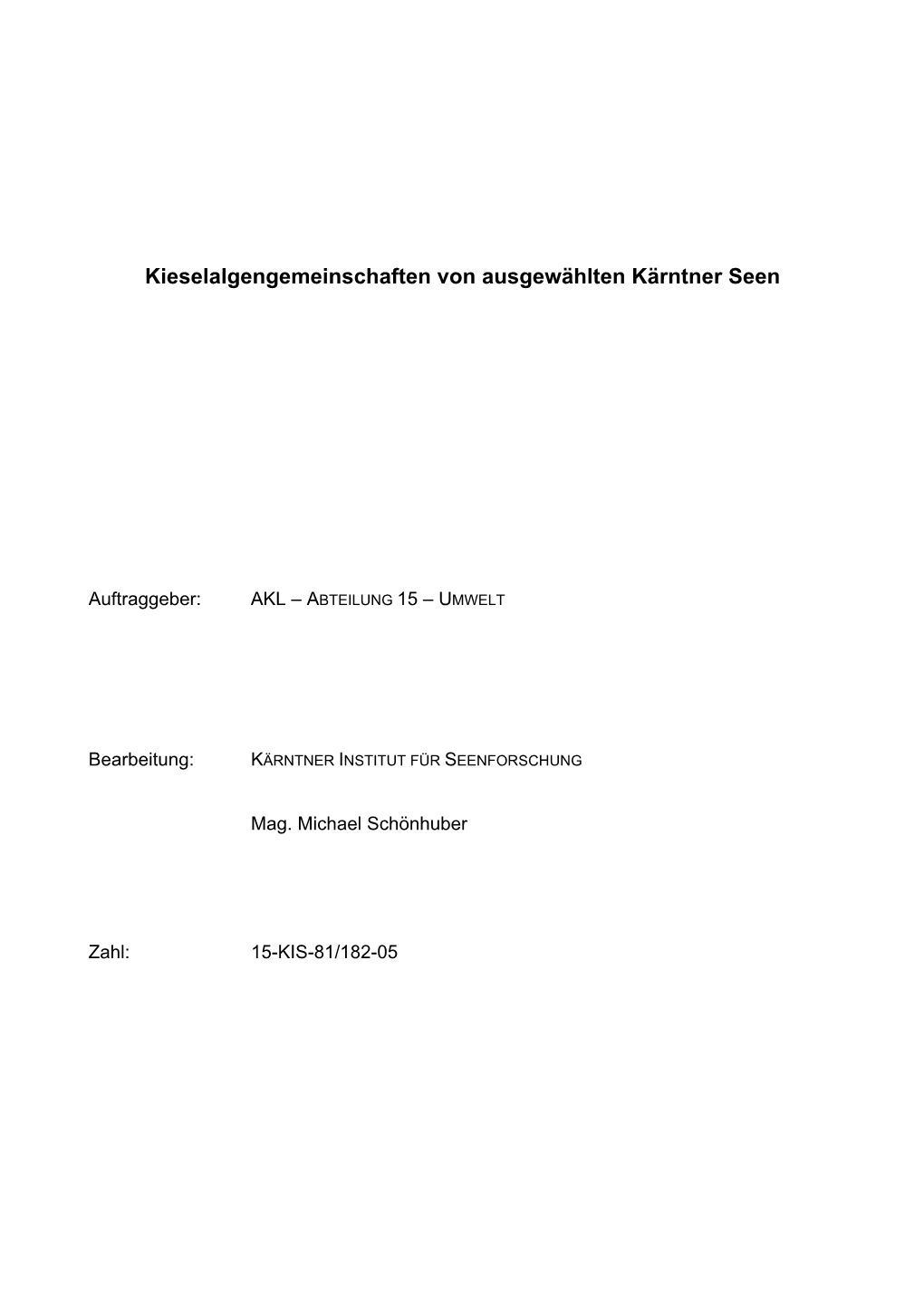 Kieselalgengemeinschaften Von Ausgewählten Kärntner Seen