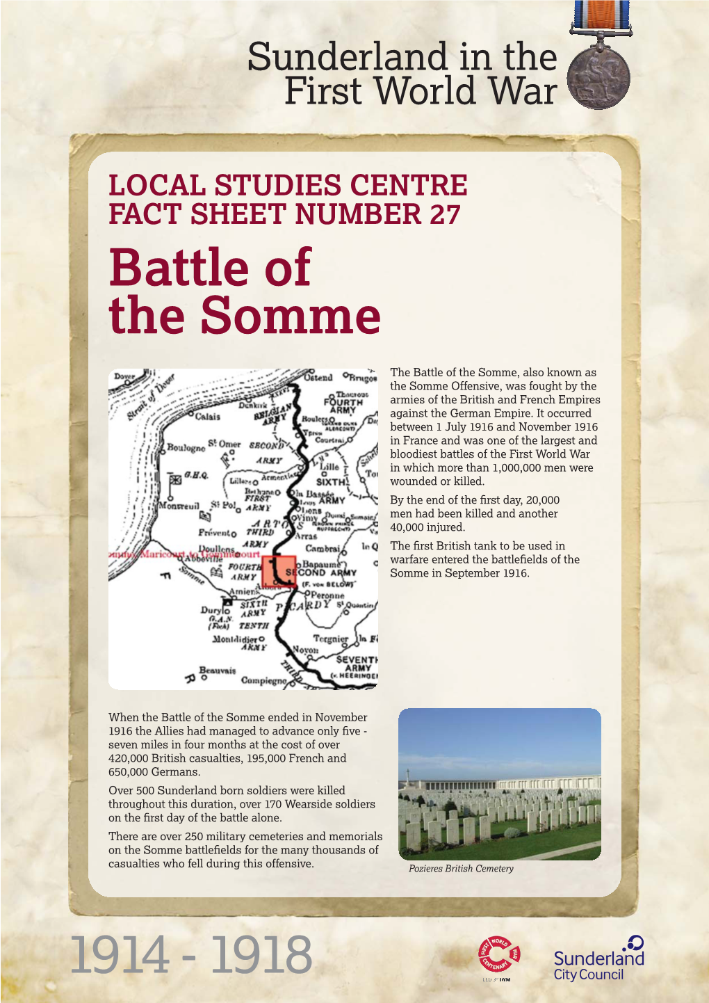 Oce20801 WW1 Battle of the Somme Fact Sheet A4.Qxp