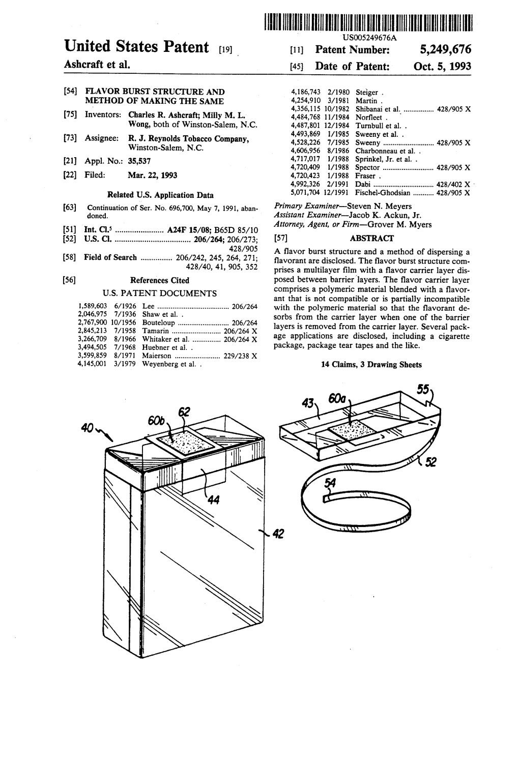 IIIHHHHHHHIIIIUS00524967.6A United States Patent (19) 11 Patent Number: 5,249,676 Ashcraft Et Al