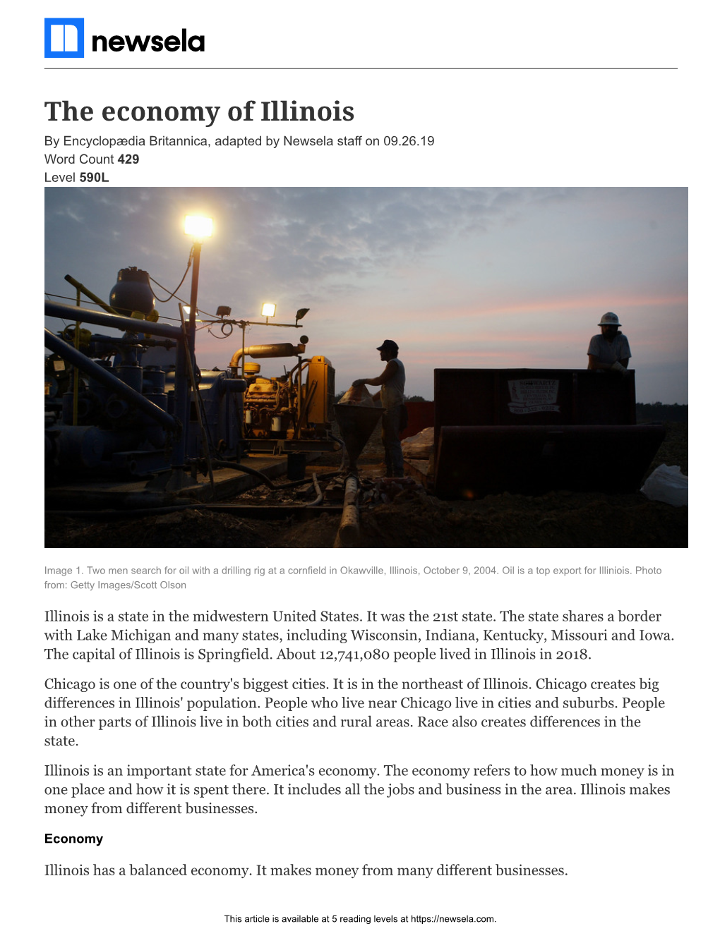 The Economy of Illinois by Encyclopædia Britannica, Adapted by Newsela Staff on 09.26.19 Word Count 429 Level 590L