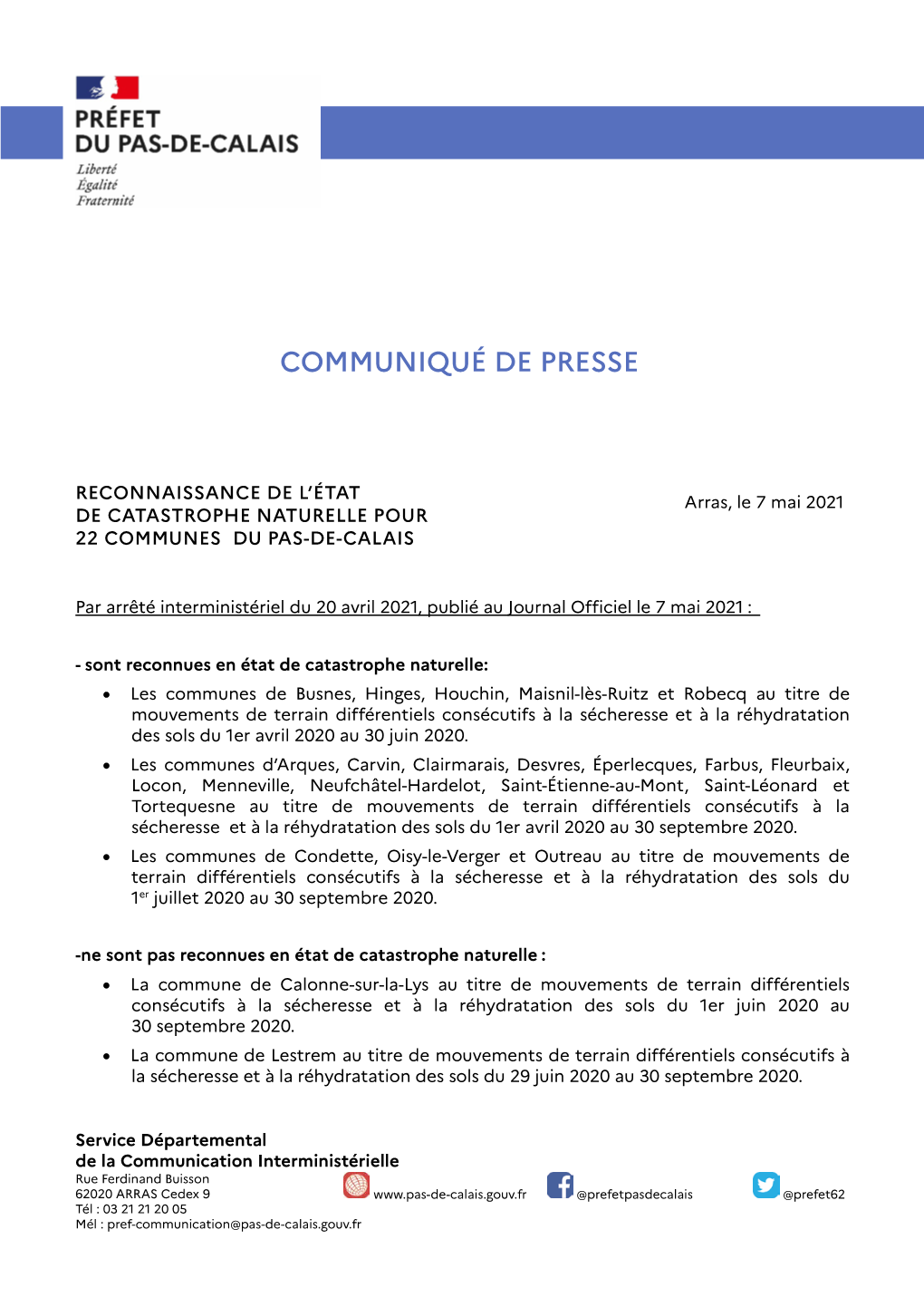 Communiqué De Presse