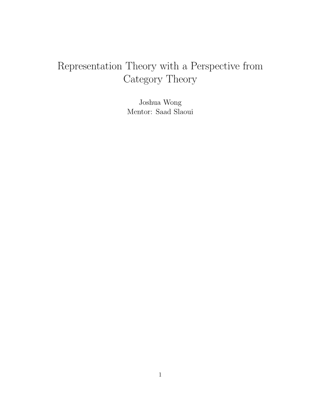 Representation Theory with a Perspective from Category Theory