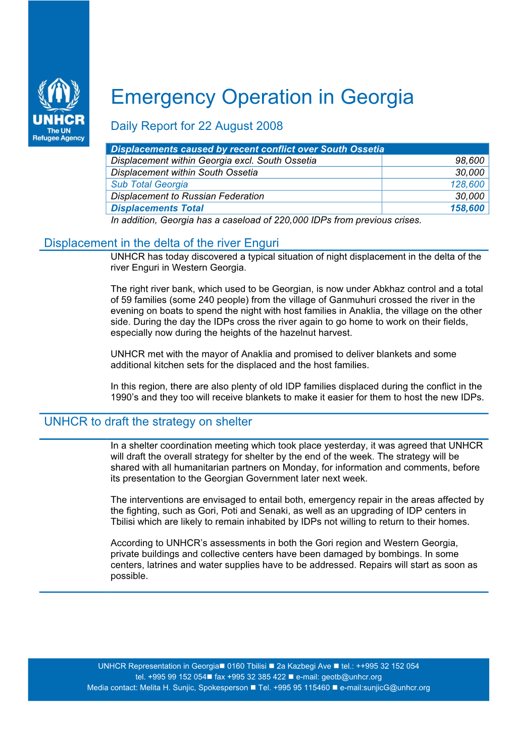 Daily Report for 22 August 2008