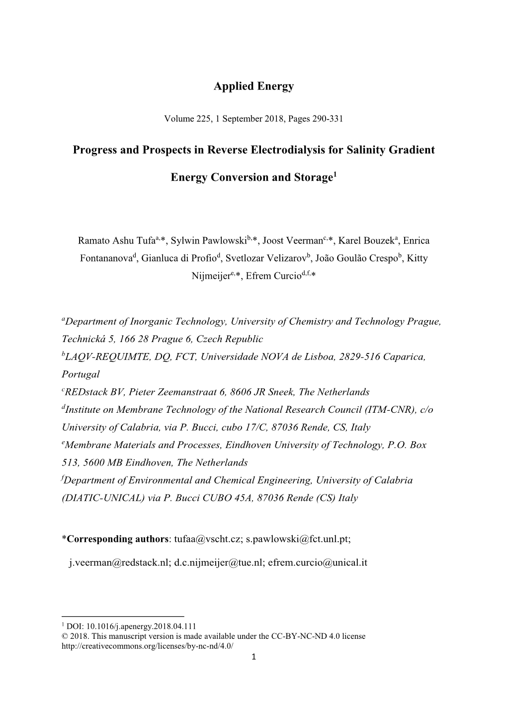 Applied Energy Progress and Prospects in Reverse