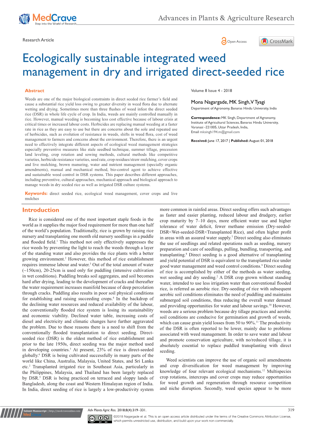 Ecologically Sustainable Integrated Weed Management in Dry and Irrigated Direct-Seeded Rice