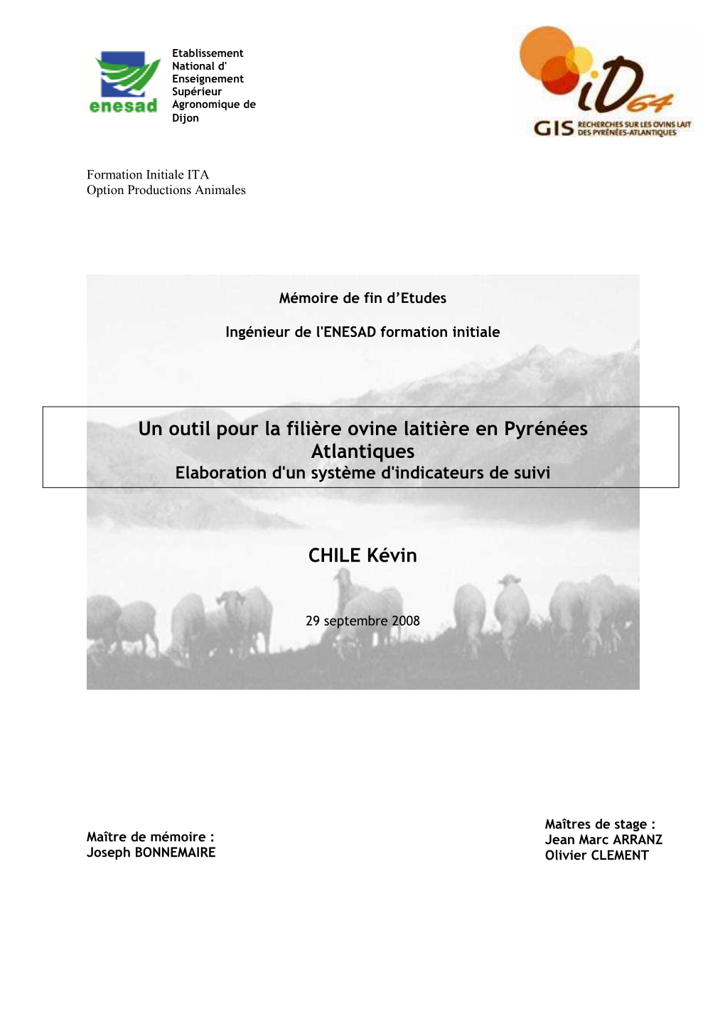 Un Outil Pour La Filière Ovine Laitière En Pyrénées Atlantiques CHILE Kévin