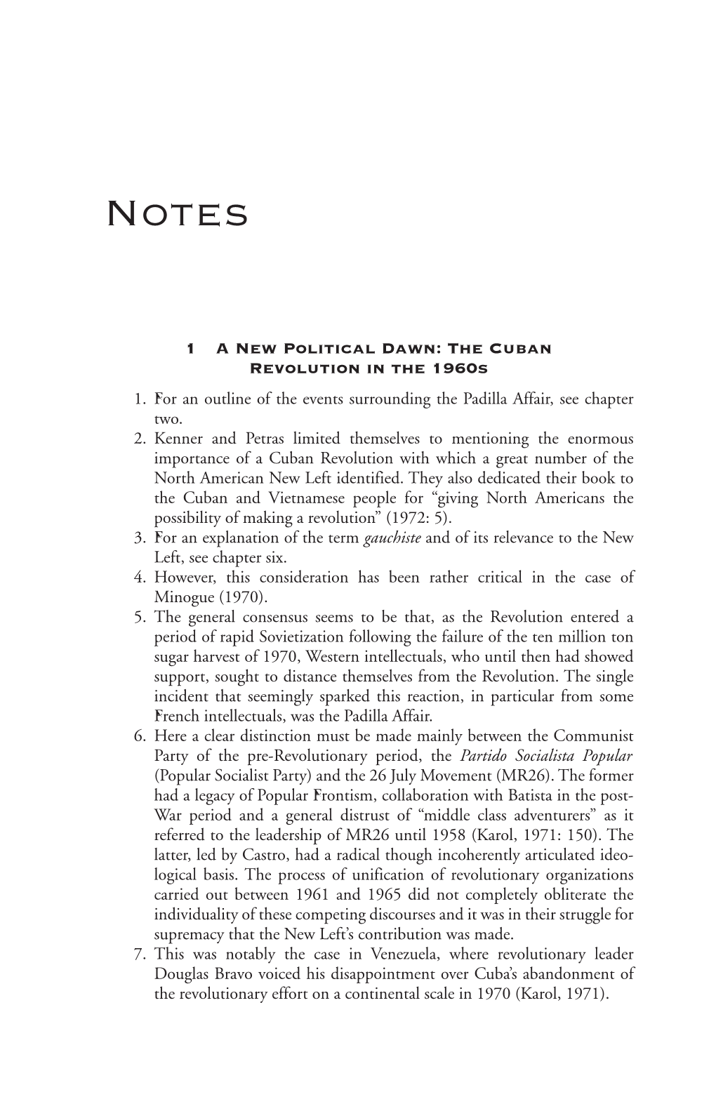 1 a New Political Dawn: the Cuban Revolution in the 1960S