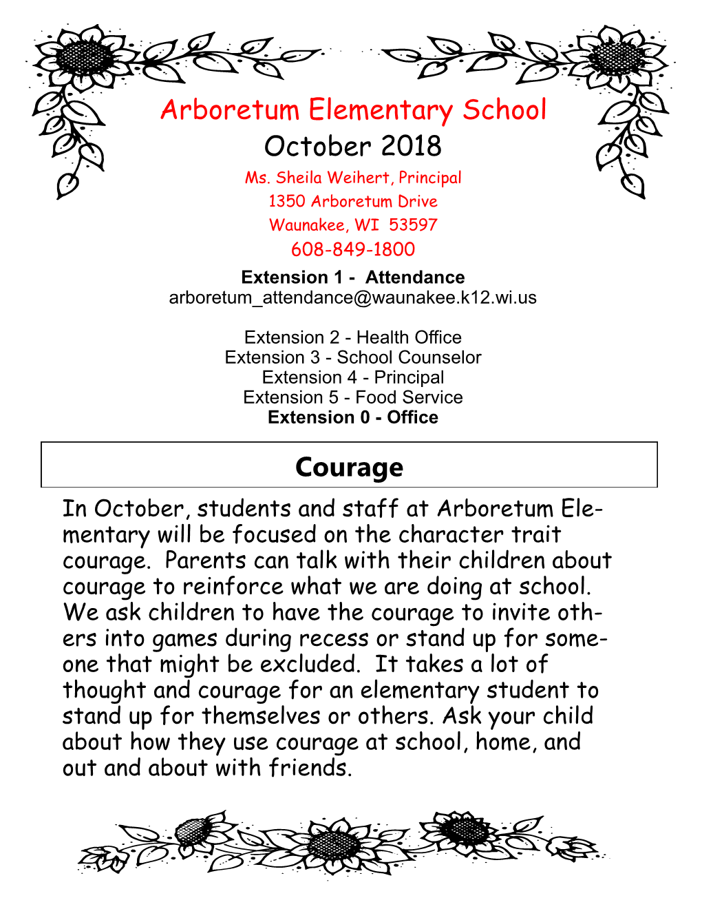 Arboretum Elementary School October 2018 Courage