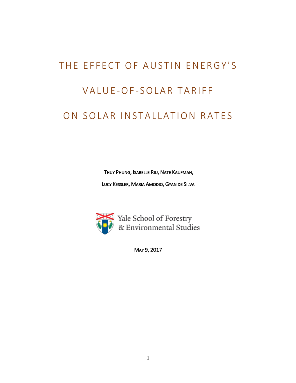 The Effect of Austin Energy's Value-Of-Solar Tariff on Solar Installation Rates