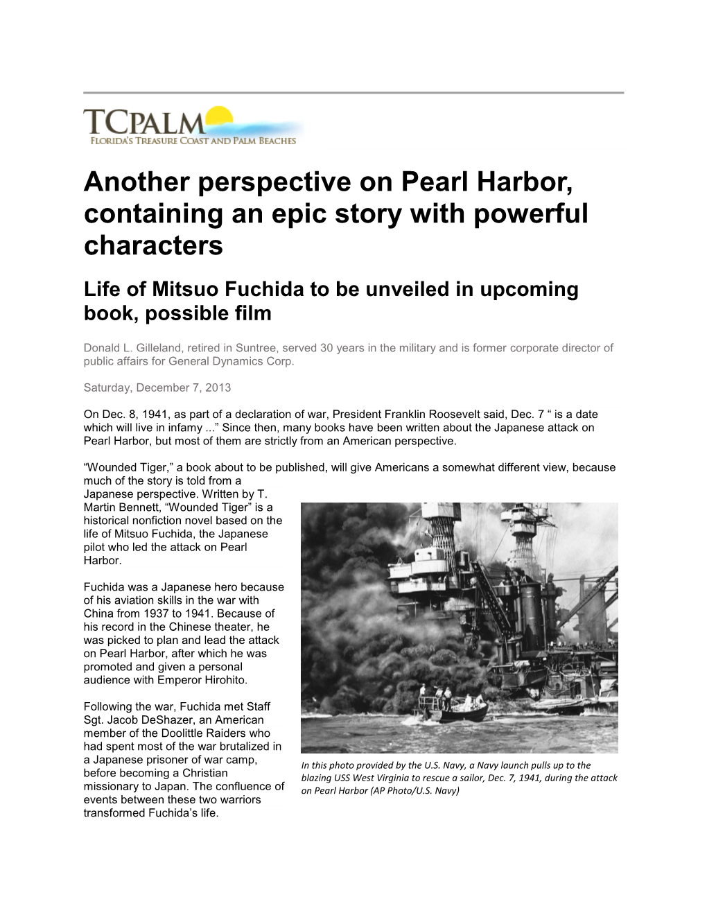 Another Perspective on Pearl Harbor, Containing an Epic Story with Powerful Characters Life of Mitsuo Fuchida to Be Unveiled in Upcoming Book, Possible Film