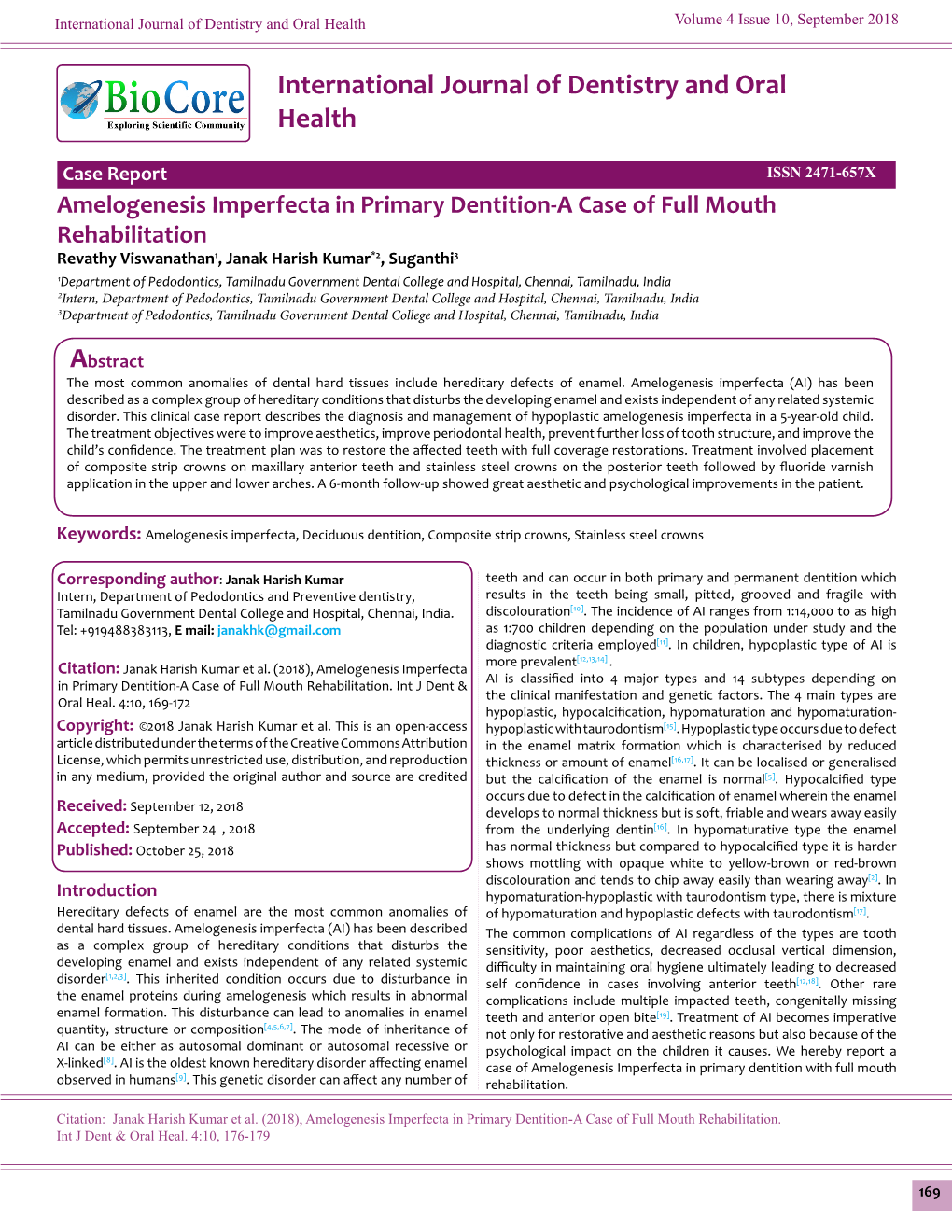 International Journal of Dentistry and Oral Health Volume 4 Issue 10, September 2018