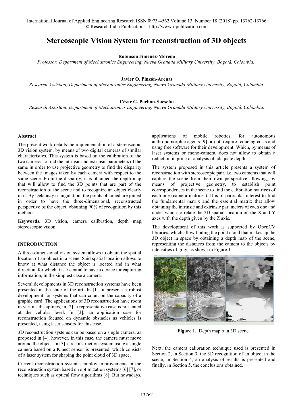 Stereoscopic Vision System for Reconstruction of 3D Objects