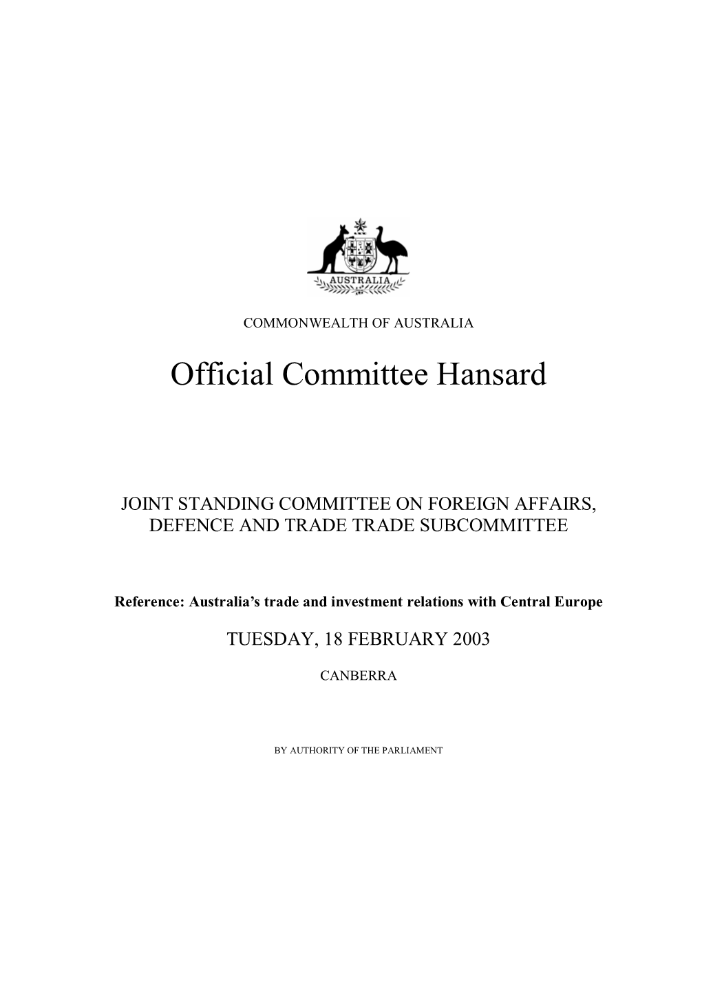 Official Committee Hansard