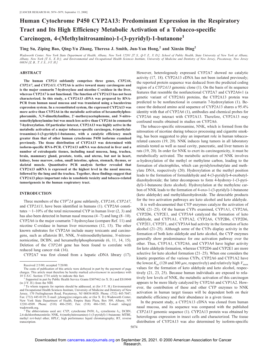 Human Cytochrome P450 CYP2A13