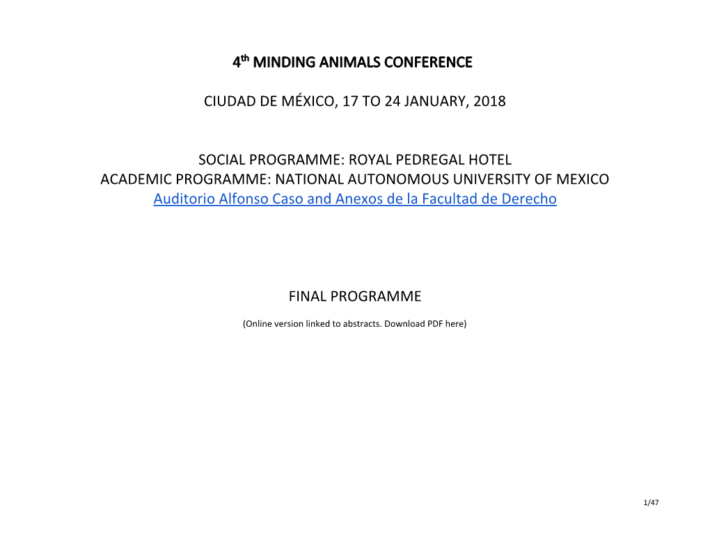 4​Th​ MINDING ANIMALS CONFERENCE CIUDAD DE