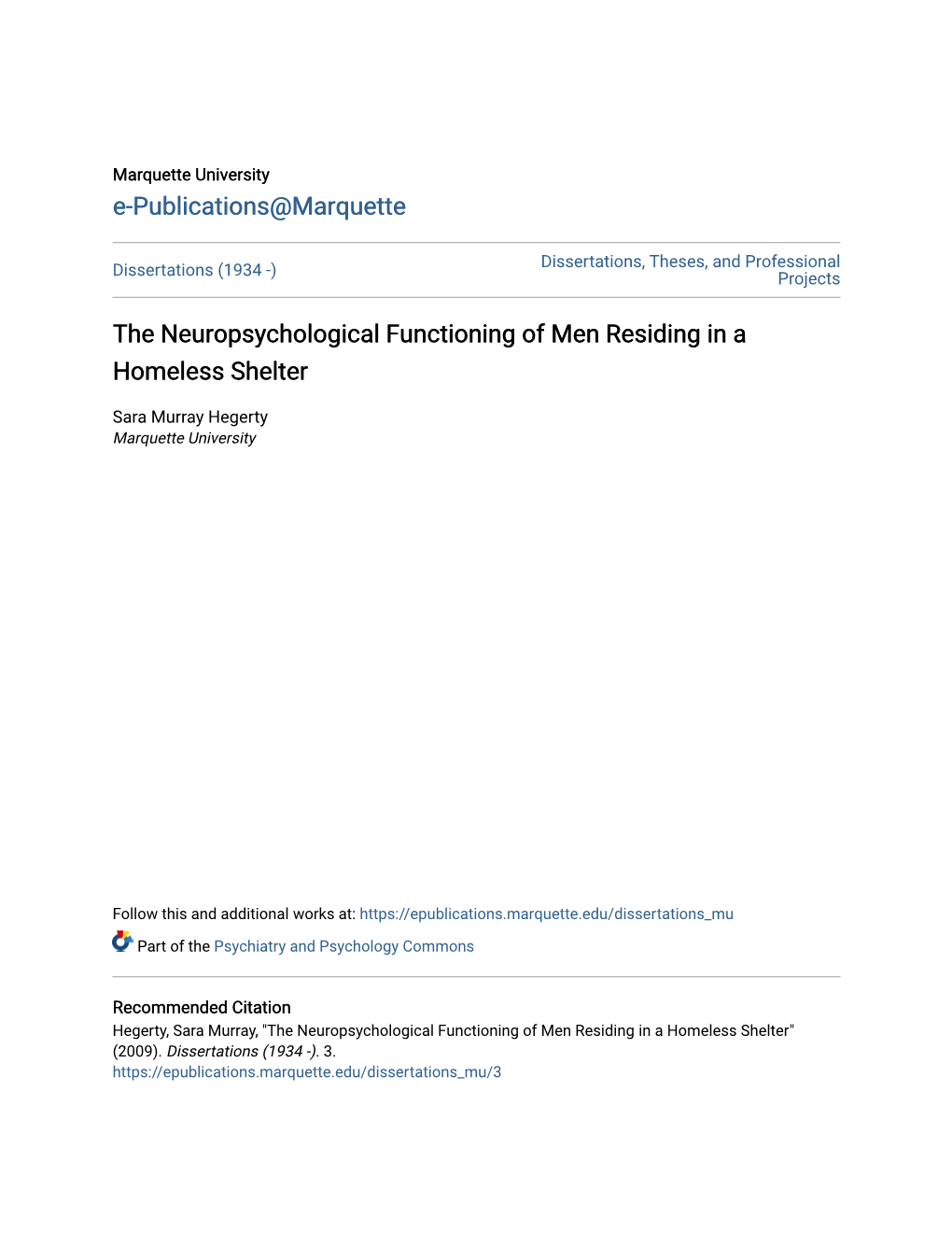 The Neuropsychological Functioning of Men Residing in a Homeless Shelter