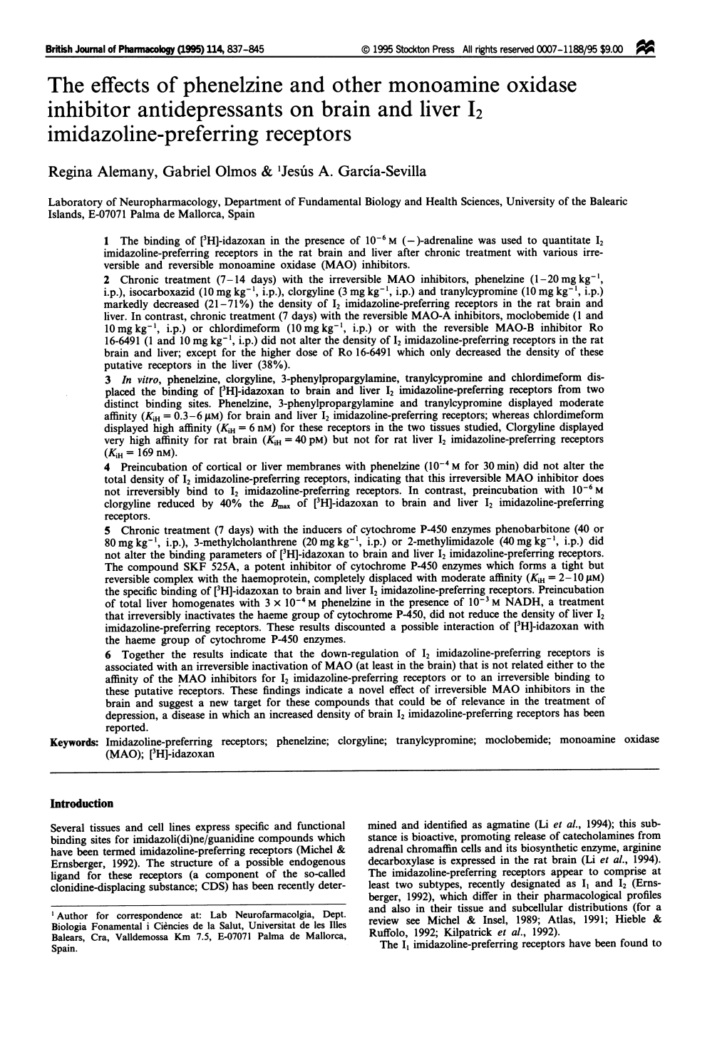 The Effects of Phenelzine and Other Monoamine Oxidase Inhibitor