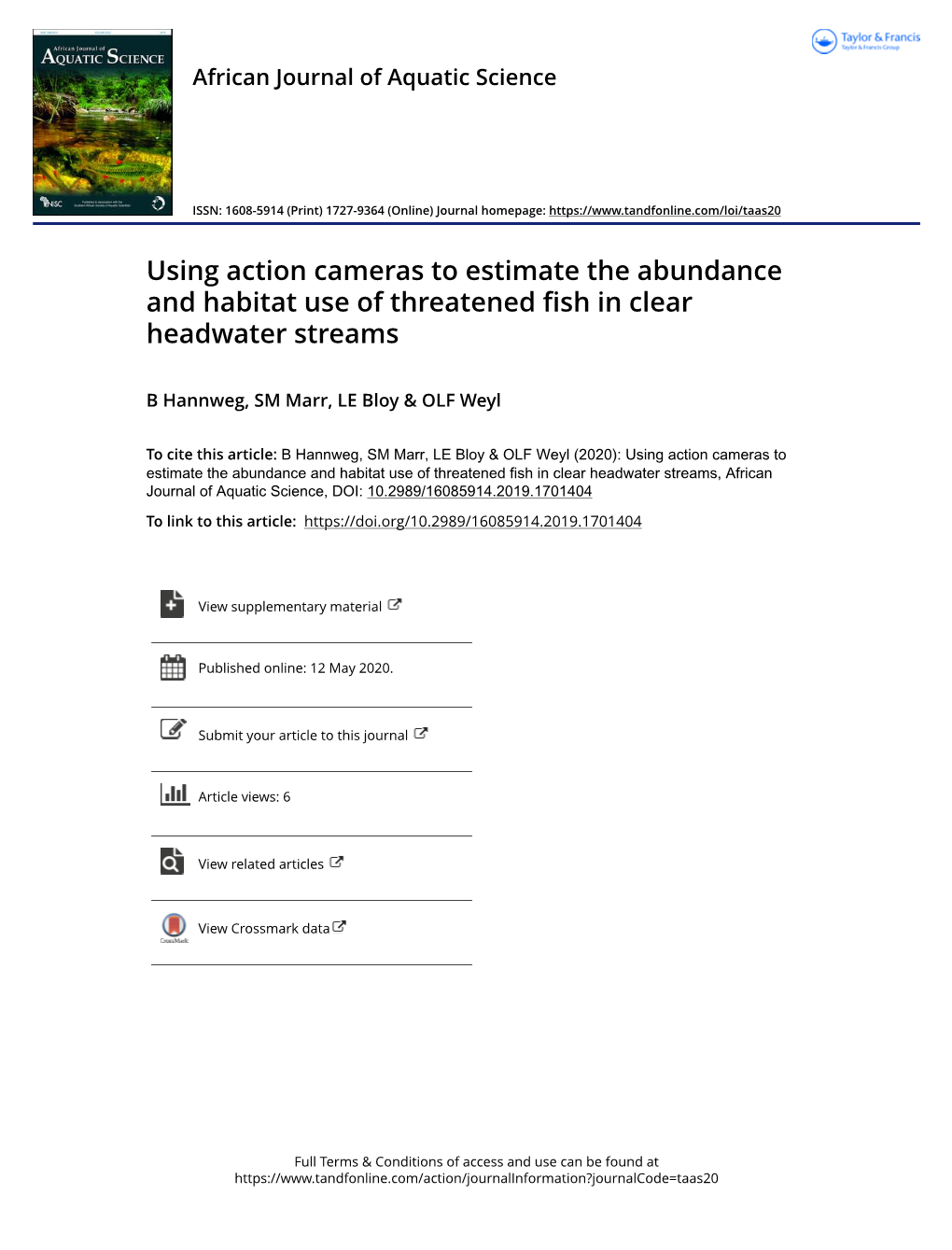 Using Action Cameras to Estimate the Abundance and Habitat Use of Threatened Fish in Clear Headwater Streams