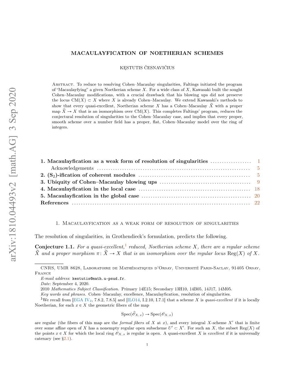 Arxiv:1810.04493V2 [Math.AG]