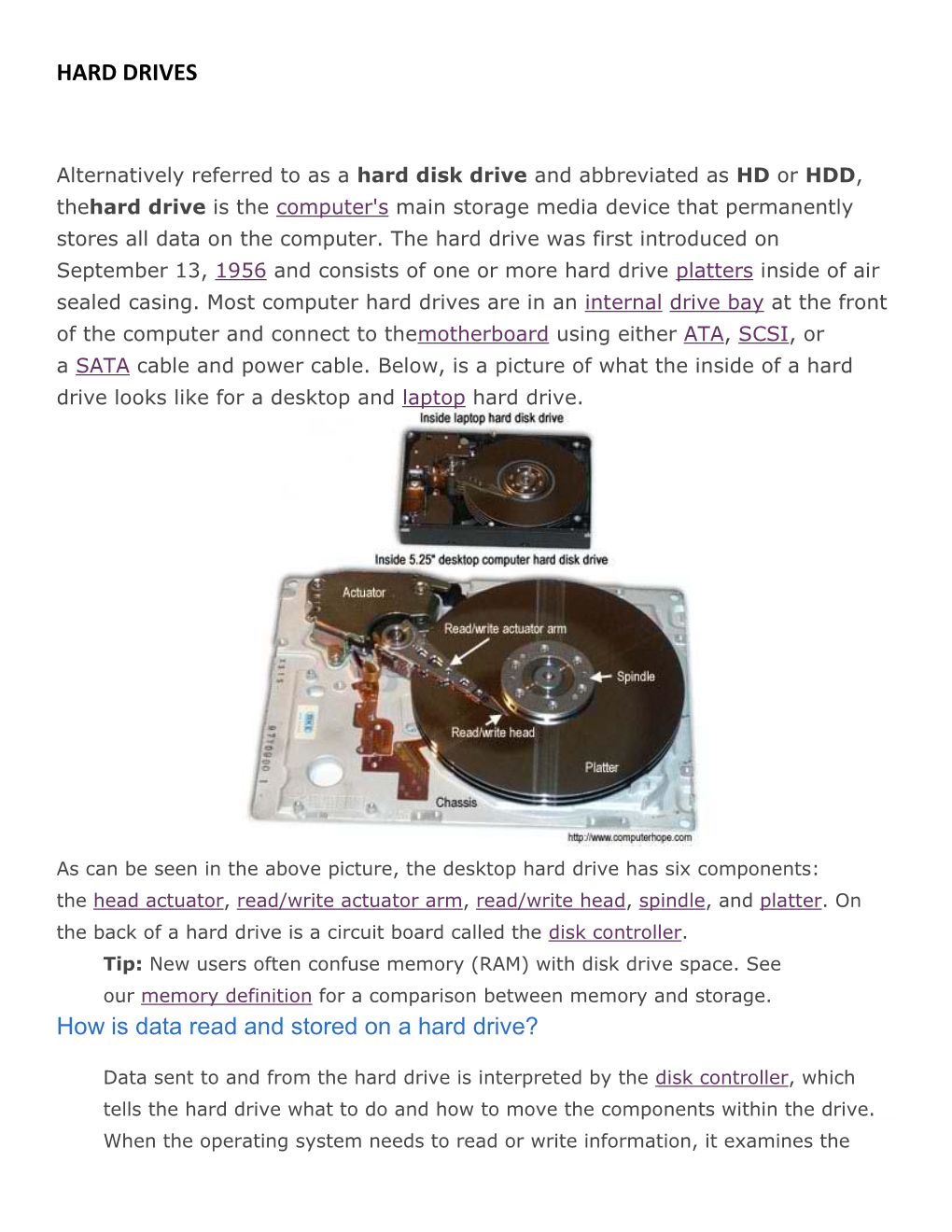 HARD DRIVES How Is Data Read and Stored on a Hard Drive?