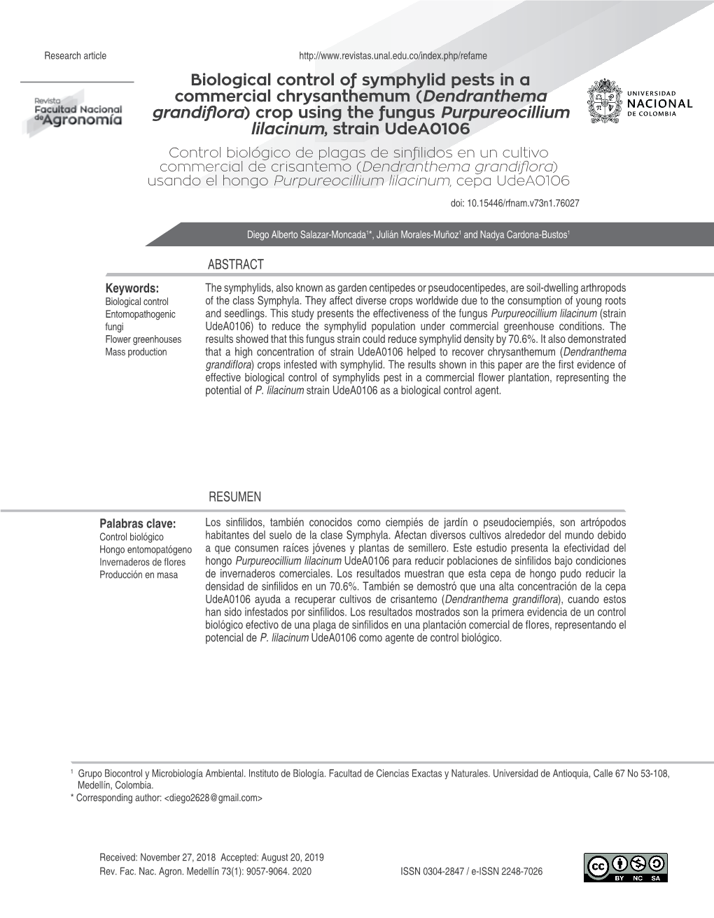 Biological Control of Symphylid Pests in a Commercial Chrysanthemum