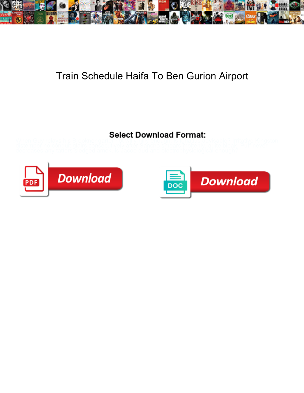 Train Schedule Haifa to Ben Gurion Airport