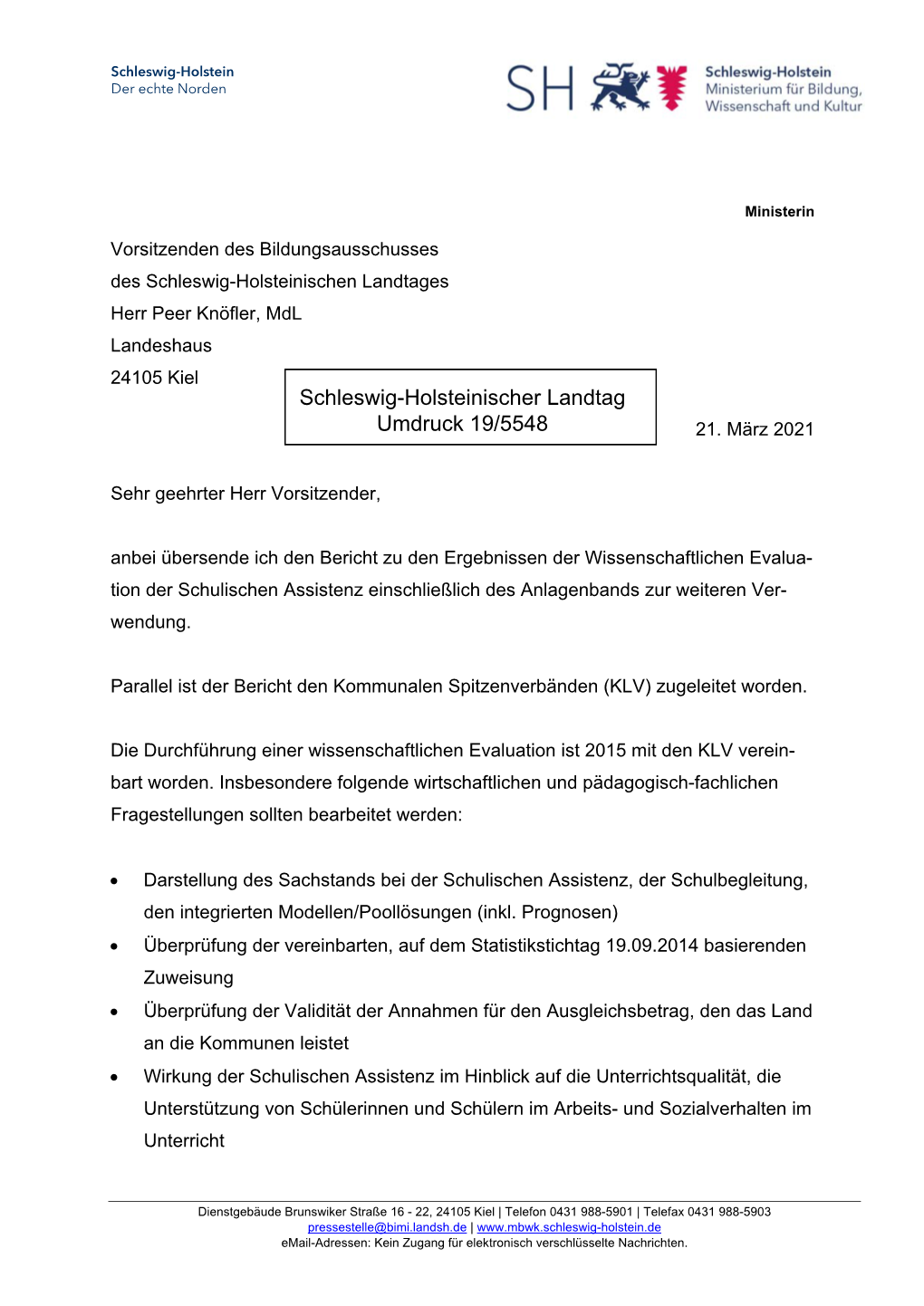 Schleswig-Holsteinischer Landtag Umdruck 19/5548 21