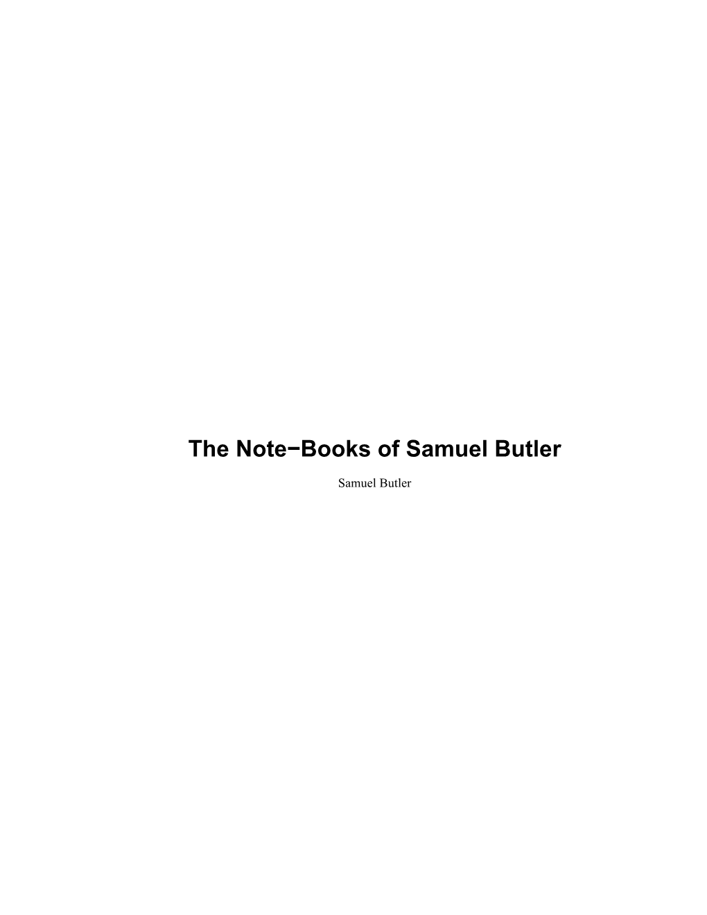 The Note-Books of Samuel Butler