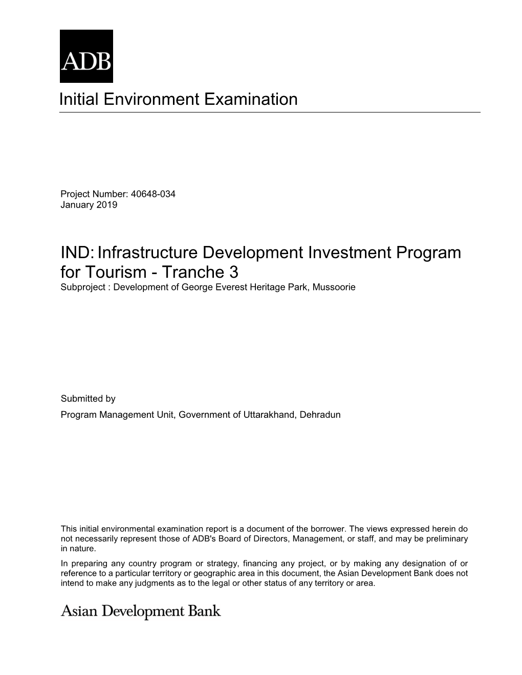 Initial Environment Examination IND