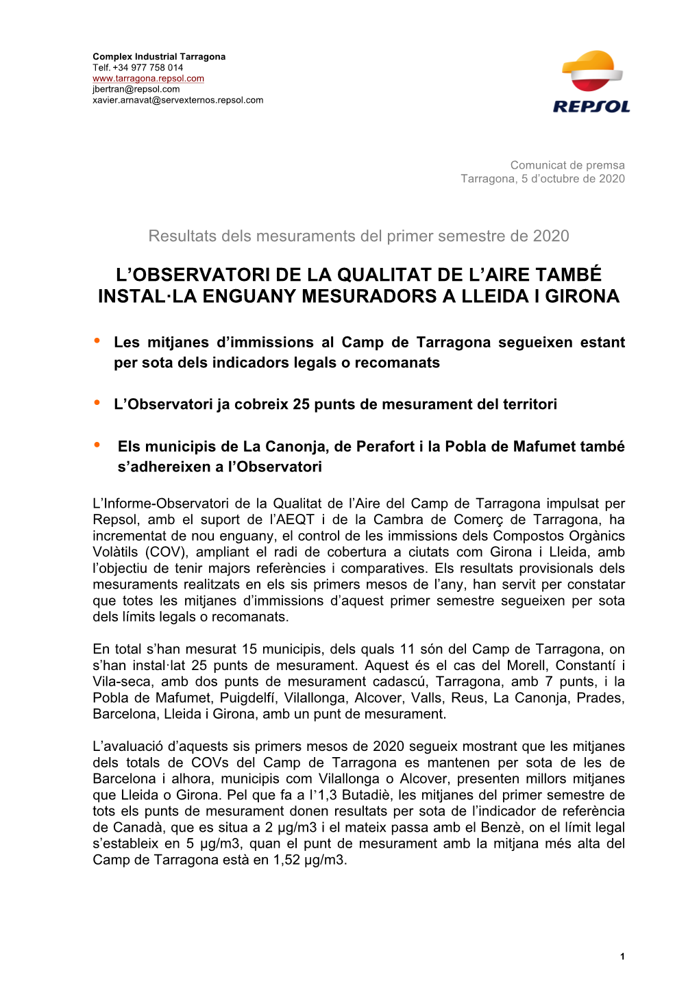 L'observatori De La Qualitat De L'aire També Instal·La