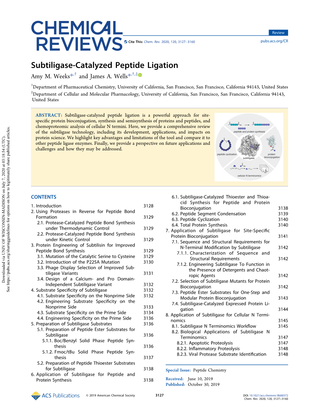 Subtiligase-Catalyzed Peptide Ligation Amy M