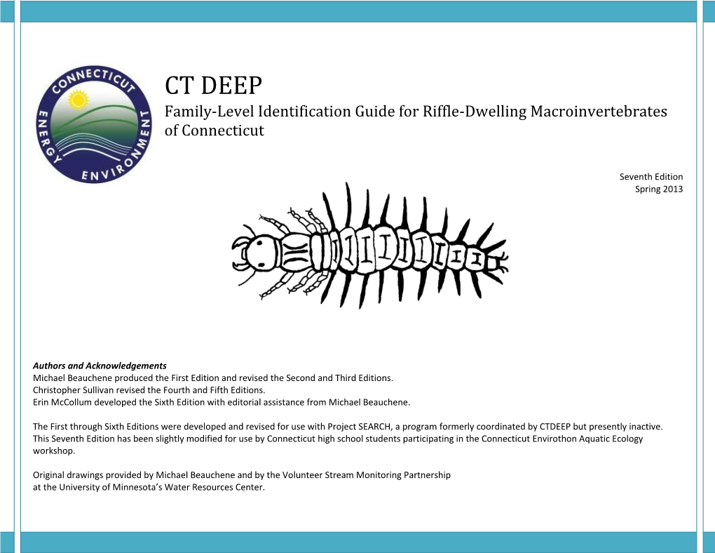 CT DEEP Family-Level Identification Guide for Riffle-Dwelling Macroinvertebrates of Connecticut